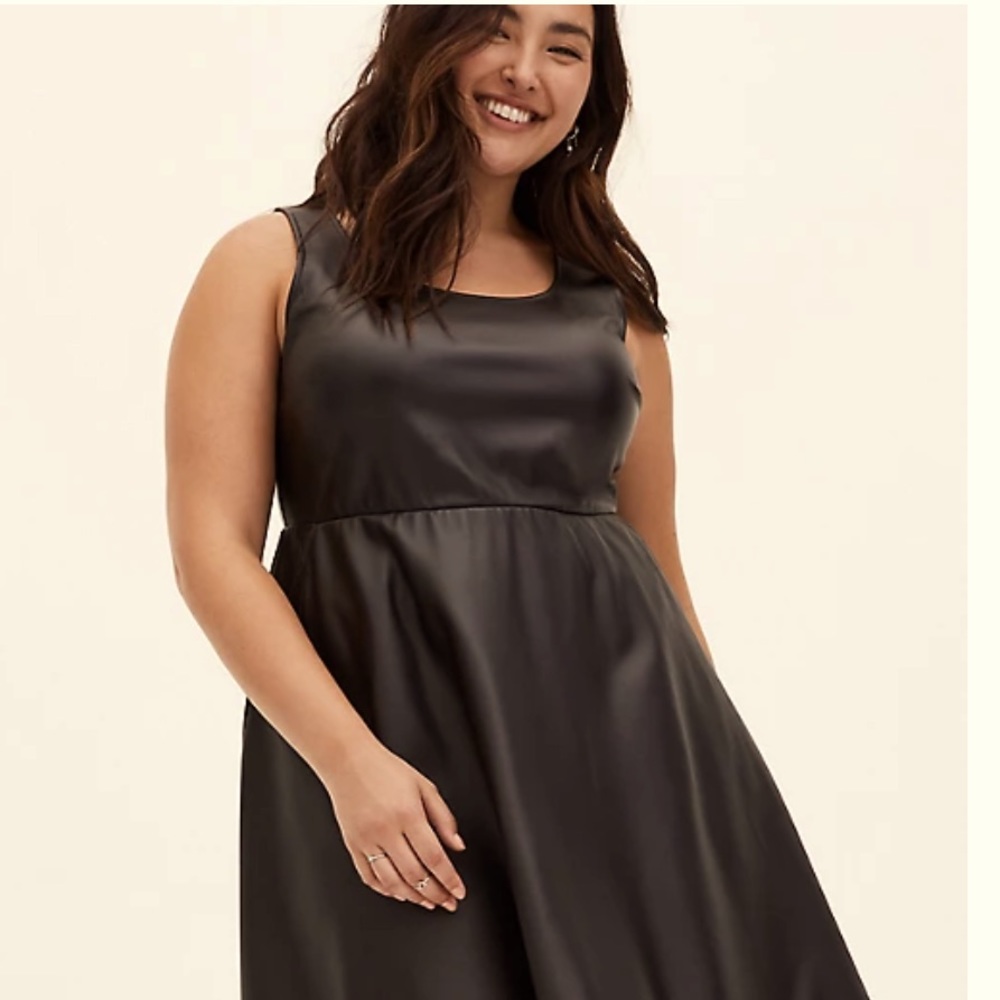 Torrid Black Faux Leather Skater Dress